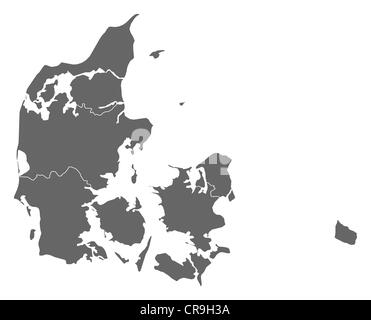 Carte politique du Danemark avec l'plusieurs régions. Banque D'Images