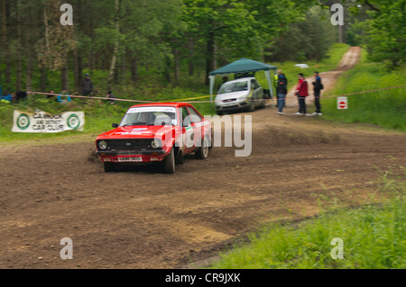 La Skoda Rainworth Dukeries Rally 2012 dans la forêt de Sherwood, Nottinghamshire Banque D'Images