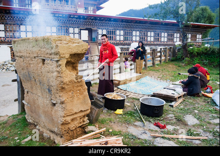 Gangtey Gompa, Monastère de la vallée de Phobjikha, Bhoutan, Asie Banque D'Images