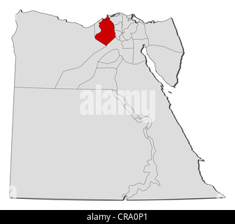 Carte politique de l'Egypte avec l'plusieurs gouvernorats où Beheira est mis en évidence. Banque D'Images