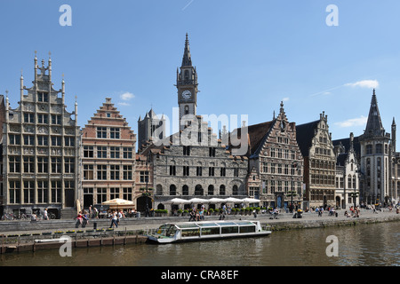 Vue sur le Korenlei à Gand, Flandre, Belgique, Europe Banque D'Images