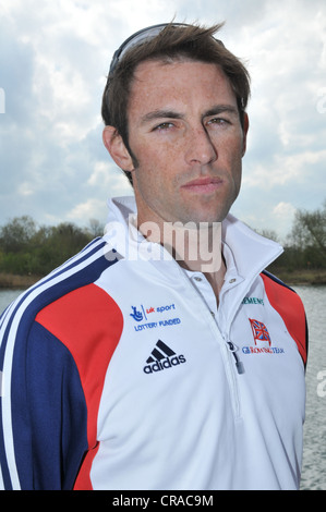 Mark Hunter MBE au Redgrave-Pinsent Lac Aviron, Tamise, Reading, Royaume-Uni. Banque D'Images