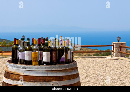 Dégustation de vins à Embonas, la capitale du vin de Rhodes, Grèce, Europe Banque D'Images