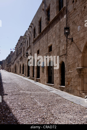 Odos Ippoton, rue médiévale des chevaliers, de la ville de Rhodes, Rhodes, Grèce, Europe Banque D'Images