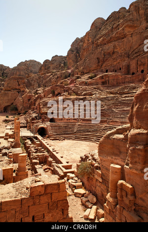 Théâtre romain, Pétra, capitale des Nabatéens, rock city, UNESCO World Hertage Site, Wadi Musa Banque D'Images