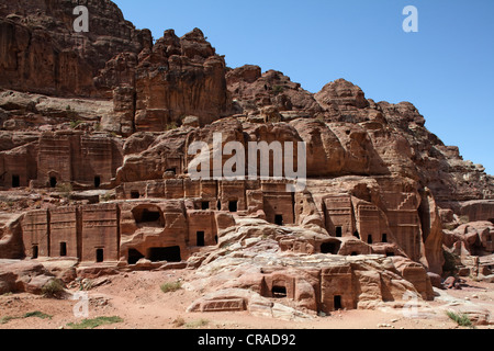 Rock Tombs, Pétra, capitale des Nabatéens, rock city, UNESCO World Hertage Site, Wadi Musa Banque D'Images