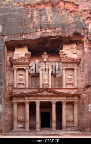 Al Khazneh, le Trésor, Pétra, capitale des Nabatéens, rock city, UNESCO World Hertage Site, Wadi Musa Banque D'Images