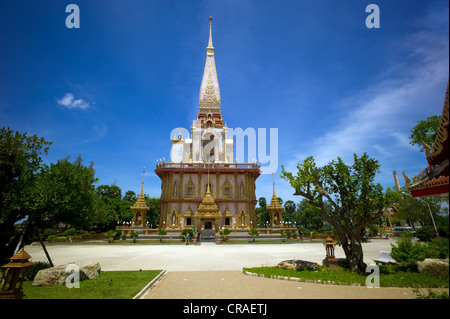 Pagode, Wat Chalong, Phuket's plus grand temple Road, Ban Chalong, Phuket, Thailande, Asie Banque D'Images