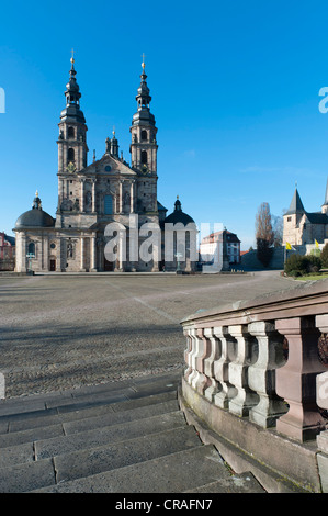 La Cathédrale de Fulda, construit par Johann Dientzenhofer, 1704 - 1712, avec la chapelle romane de Saint Michel, Fulda, Hesse Banque D'Images