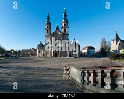 La Cathédrale de Fulda, construit par Johann Dientzenhofer, 1704 - 1712, avec la chapelle romane de Saint Michel, Fulda, Hesse Banque D'Images