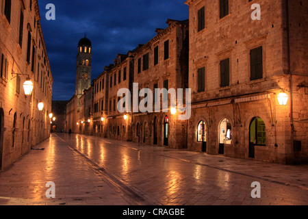 Vieille ville de nuit, Dubrovnik, Croatie Banque D'Images