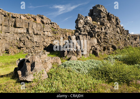 Thingvellir, la vallée du Rift, parc national de Þingvellir, Islande, Europe Banque D'Images