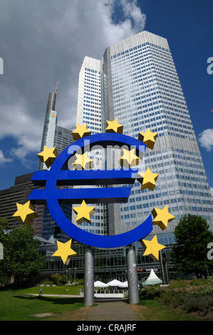 Symbole de l'euro, symbole monétaire, Banque centrale européenne, BCE, Frankfurt am Main, Hesse, Germany, Europe Banque D'Images