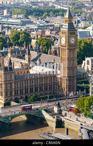 Big Ben, la tour de l'horloge, chambres du Parlement, le Palais de Westminster, Londres, Angleterre, Royaume-Uni, Europe Banque D'Images