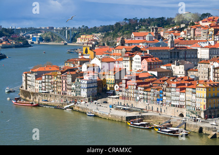 Vue panoramique sur la ville de Porto avec Rio Douro, Portugal, Europa Banque D'Images