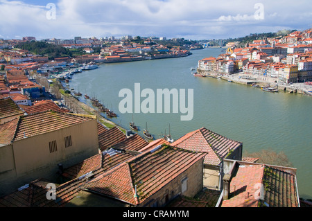 Vue sur la ville avec le Rio Douro, Porto, Portugal, Europe Banque D'Images