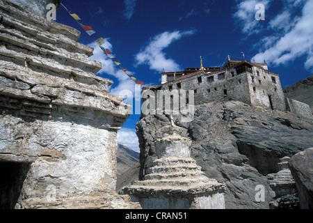 Monastère de Bardan, Chorten, un monastère Gelugpa, près de Padum, Zanskar, Ladakh, Himalaya indien, le Jammu-et-Cachemire, dans le nord de l'Inde Banque D'Images