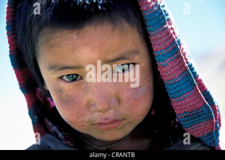 Enfant, portrait, Lingshet, vallée du Zanskar, Ladakh, Zanskar, le Jammu-et-Cachemire, Himalaya indien, l'Inde du nord, Inde, Asie Banque D'Images