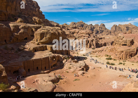 Vue de la ville de Petra rock abandonnés, UNESCO World Heritage Site, Jordanie, Moyen-Orient Banque D'Images