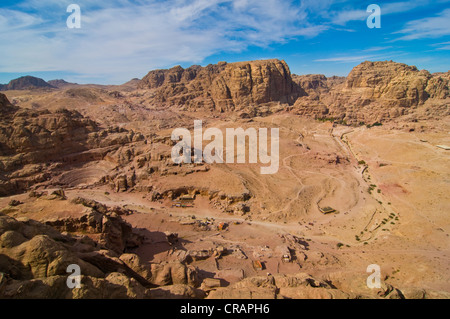 Vue de la ville de Petra rock abandonnés, UNESCO World Heritage Site, Jordanie, Moyen-Orient Banque D'Images