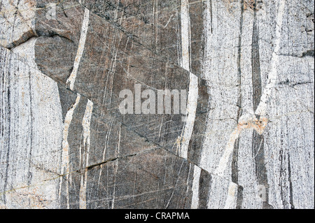 Black et White Rock structures sur l'Mittivakkat, Glacier de l'île d'Ammassalik, Est du Groenland Banque D'Images