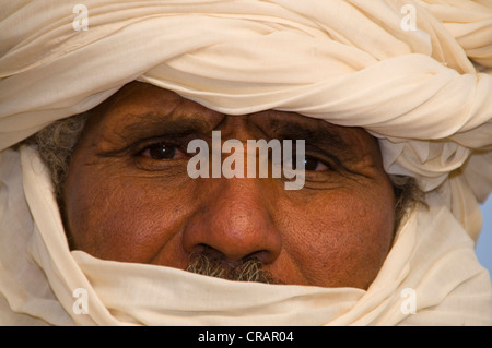 Homme touareg, portrait, Tasset, Algérie, Afrique Banque D'Images