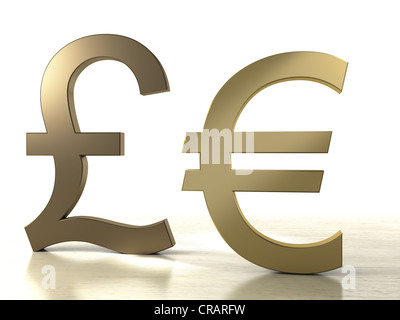 Symbole et symbole de l'euro en laiton Banque D'Images