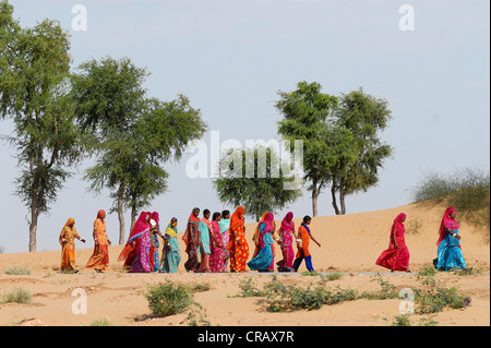 Ram devra pèlerins, Ramdevra, désert du Thar, à Pokaran Pokhran, Rajasthan, Inde, Asie, Banque D'Images