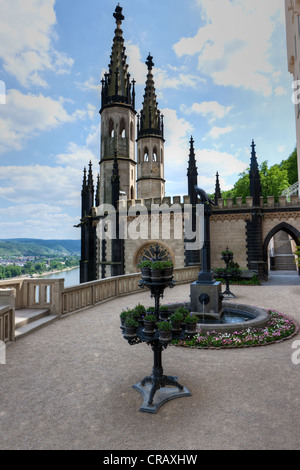 Château de Stolzenfels Schloss, Koblenz, Patrimoine Mondial de l'Unesco de la vallée du Haut-Rhin moyen, Rhénanie-Palatinat, PublicGround Banque D'Images