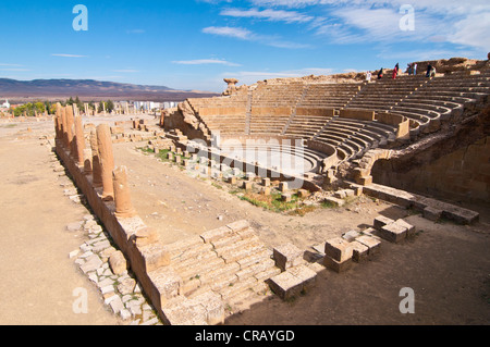 Amphithéâtre romain, ruines romaines de Timgad, Site du patrimoine mondial de l'UNESCO, l'Algérie, l'Afrique Banque D'Images