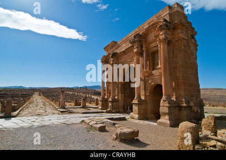 Ruines romaines de Timgad, Site du patrimoine mondial de l'UNESCO, l'Algérie, l'Afrique Banque D'Images