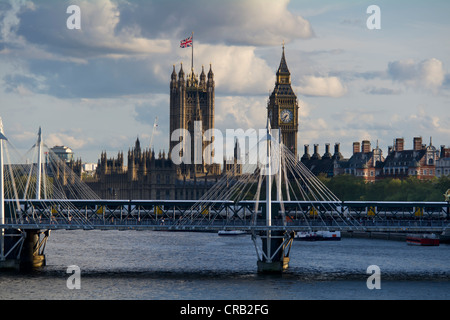 Royaume-uni, Angleterre, Londres, Big Ben, Passerelle Hungerford Banque D'Images