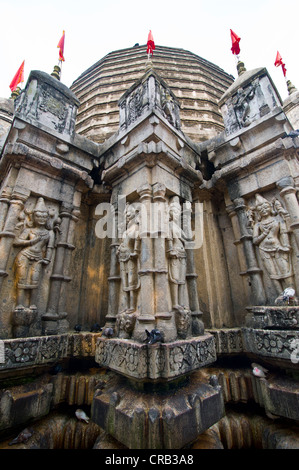 Figures de pierre sur Temple Kamakhya, un temple hindou, Guwahati, Assam, nord-est de l'Inde, l'Inde, l'Asie Banque D'Images