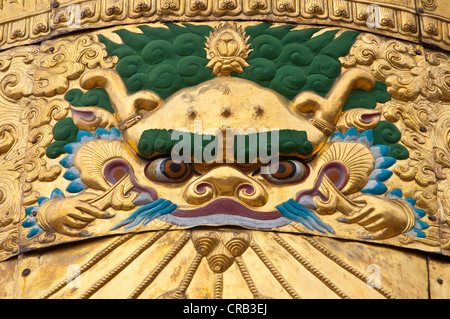 Ornement de toit bouddhiste, Temple Drepung, Lhassa, Tibet, Asie Banque D'Images