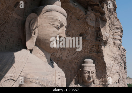 Grottes de Yungang, les temples de caverne bouddhiste précoce, UNESCO World Heritage Site, Shanxi, China, Asia Banque D'Images