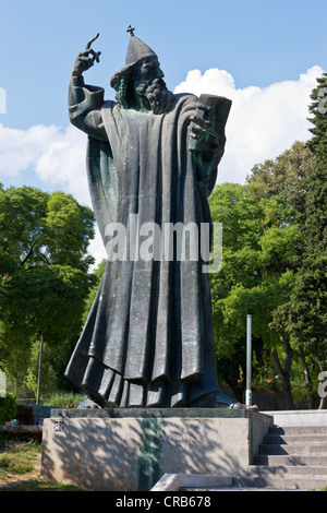 Statue de Grgur Ninski, l'Évêque Grégoire de Nin, dans Strossmayerov Park, centre-ville historique, Split, Dalmatie Centrale, Dalmatie Banque D'Images