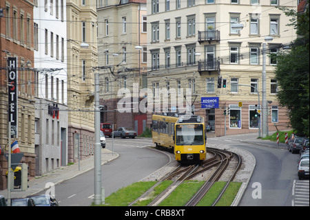 La ville de chemin de fer U15 en voiture de Alexanderstrasse vers Charlottenstrasse, Olgaeck arrêter, Stuttgart, Bade-Wurtemberg Banque D'Images