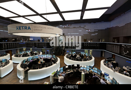 Grand hall d'échange de la Bourse de Francfort, Deutsche Börse AG à Francfort am Main, Hesse, Germany, Europe Banque D'Images