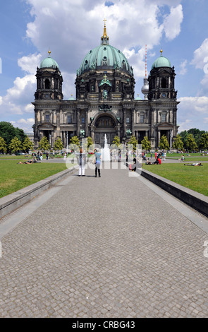 Cour suprême, la cathédrale de Berlin, paroisse et église à Berlin, et Lustgarten jardin d'agrément, l'île aux musées Banque D'Images