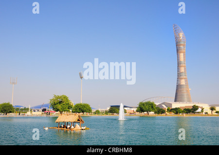 Stade multifonctionnel, Khalifa International Stadium et aspire Tower dans l'Aspire Zone, Doha, Qatar, Moyen-Orient Banque D'Images