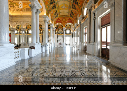 Des colonnes de marbre, Marble Arch, fresques, mosaïques, dans le magnifique hall d'entrée, la grande salle, le Jefferson Building Banque D'Images