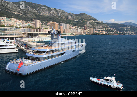 Pacifique, cruiser, construit par AQUANAUT YACHTS, 85 m, construit en 2010, Principauté de Monaco, Côte d'Azur, Mer Méditerranée Banque D'Images