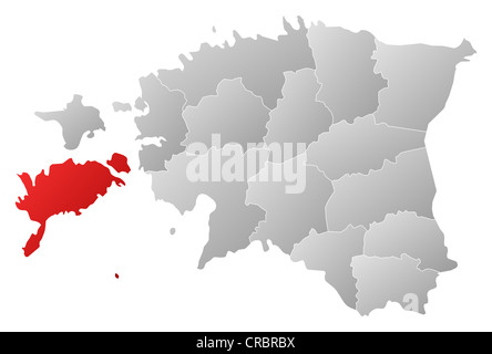 Carte politique de l'Estonie avec l'plusieurs comtés où Saare est mis en évidence. Banque D'Images