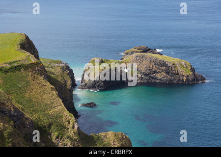 Pont de corde à l'île de Carrick-a-Reed, comté d'Antrim, en Irlande du Nord, Royaume-Uni, Europe, PublicGround Banque D'Images