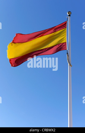 Drapeau espagnol dans le vent, l'Espagne, Europe Banque D'Images