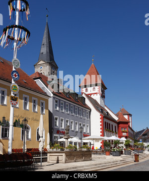 Altes Rathaus, ancien hôtel de ville et Église de Saint-barthélemy, Marktredwitz, de montagnes Fichtelgebirge, Haute-Franconie Banque D'Images