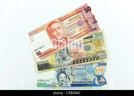 50, 500 et 1000 pesos philippins banknotes Banque D'Images