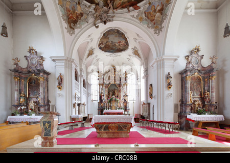 Église paroissiale de Saint Jean Baptiste, Peissenberg, Pfaffenwinkel, Haute-Bavière, Bavaria, Germany, Europe Banque D'Images