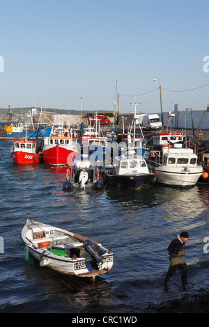 Bateaux dans le port de pêche, à Skerries, County Fingal, République d'Irlande, Europe Banque D'Images