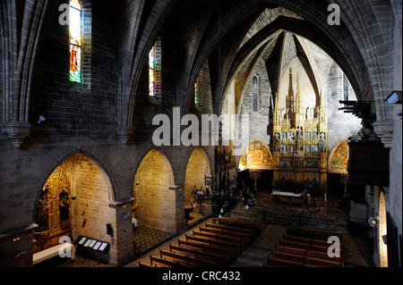 L'intérieur de l'église voûte et Église paroissiale de Sant Jaume, San Jaime, Alcudia, Majorque, Mallorca, Baleares Banque D'Images